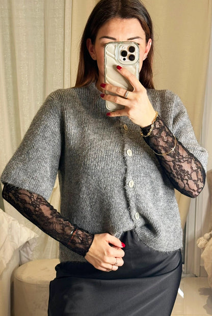 Lou - Gilet Gris Manches Courtes