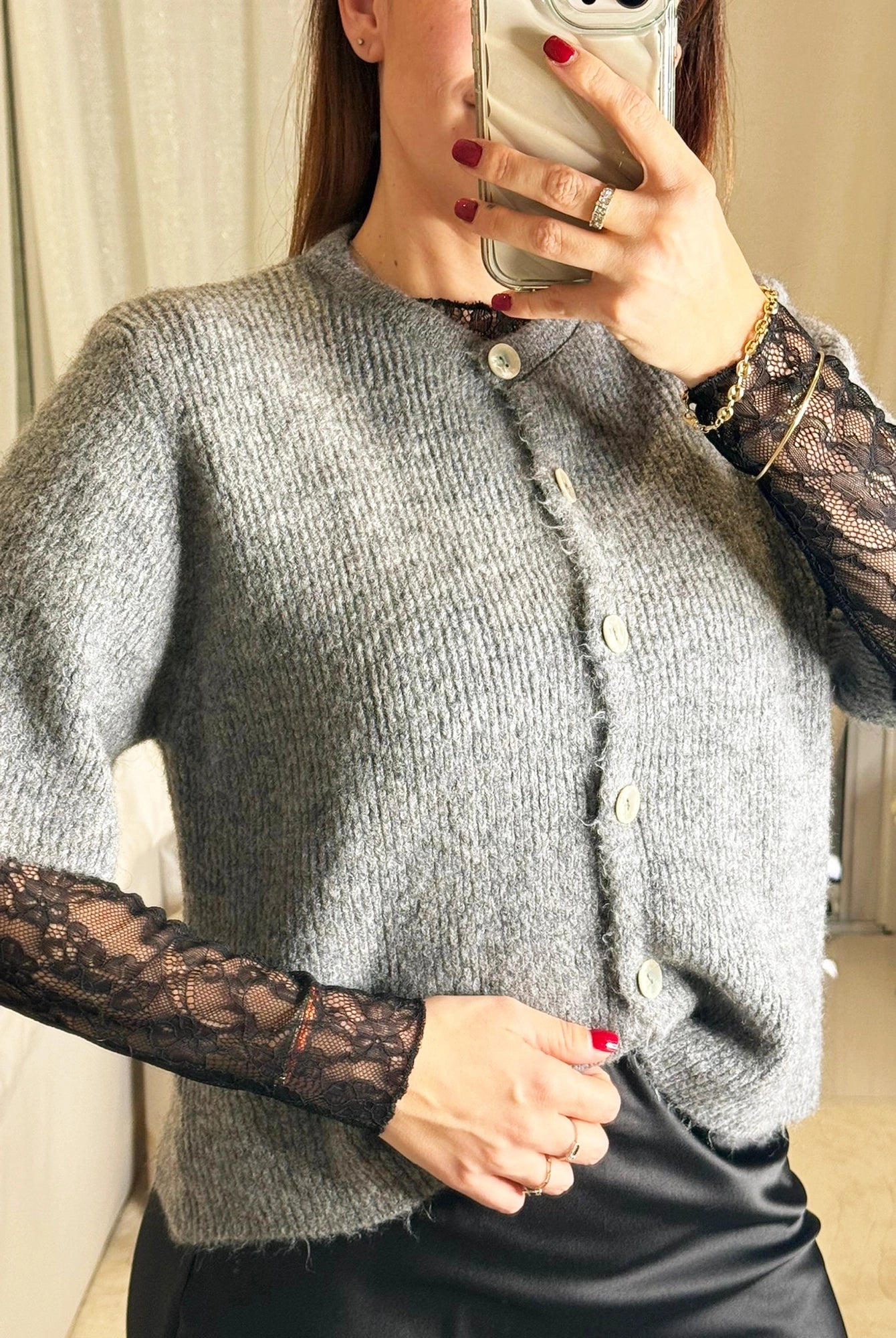 Lou - Gilet Gris Manches Courtes