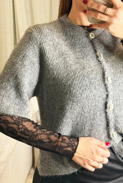 Lou - Gilet Gris Manches Courtes