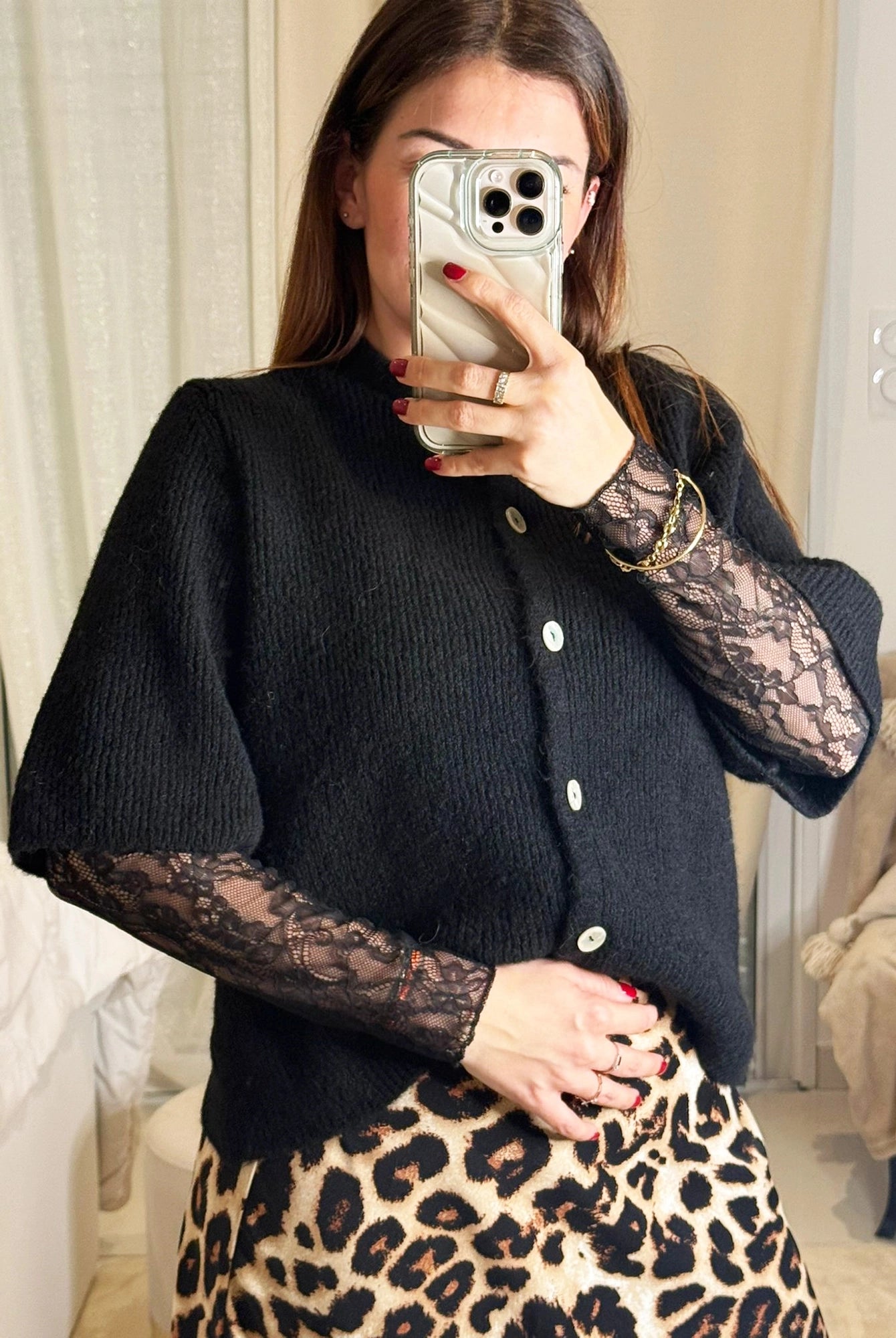 Lou - Gilet Noir Manches Courtes