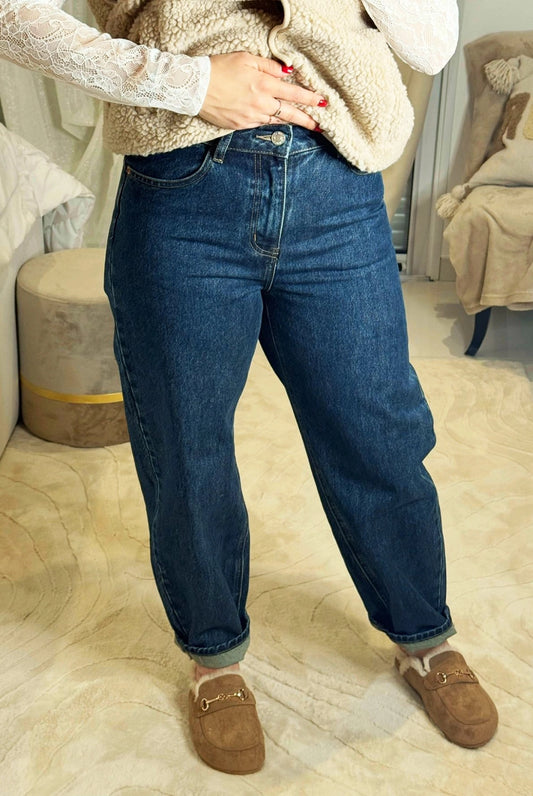 Louisa - Jean Mom Fit - Indigo Brut Taille Haute Coupe Ample