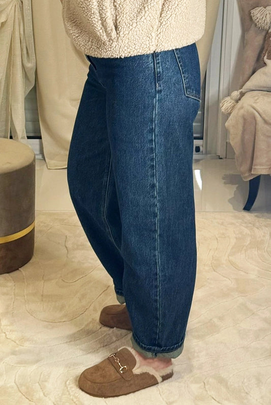 Louisa - Jean Mom Fit - Indigo Brut Taille Haute Coupe Ample